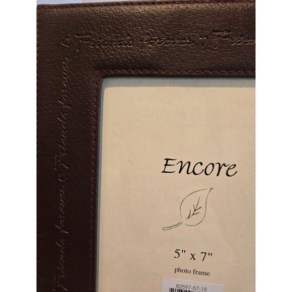Encore Brown Leather w Glass Cover 5" x 7"" "My Family" Picture Frame Vintage 19 - Picture 2 of 4